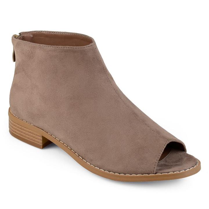 Journee Collection Reya Women's Peep Toe Ankle Boots, Girl's, Size: 12, Lt Beige