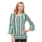 Women's Dana Buchman Shadow-stripe Top, Size: Xs, Turquoise/blue (turq/aqua)
