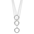 Circle Triple Pendant Multi Strand Necklace, Women's, Silver