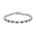 Sterling Silver 1 Carat T.w. Blue & White Diamond Xo Bracelet, Women's, Size: 7.25