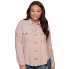 Juniors' Plus Size Mudd&reg; Solid Utility Shirt, Teens, Size: 1xl, Light Pink