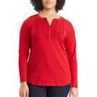 Plus Size Chaps Ribbed Neck Knit Top, Women's, Size: 1xl, Red