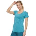 Women's Tek Gear&reg; Lattice Shoulder Short Sleeve Tee, Size: Medium, Turquoise/blue (turq/aqua)