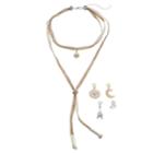 Mudd&reg; Eiffel Tower & Moon Charm Velvet Choker Lariat Necklace Set, Women's, Grey