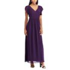 Women's Chaps Surplice Georgette Evening Gown, Size: 10, Purple