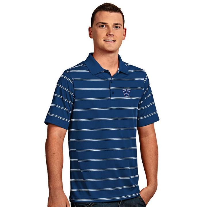 Men's Antigua Villanova Wildcats Deluxe Striped Desert Dry Xtra-lite Performance Polo, Size: Medium, Dark Blue