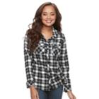 Petite Croft & Barrow&reg; Flannel Plaid Button-down Shirt, Women's, Size: L Petite, Black