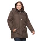 Plus Size Kc Collections Lace-up Faux-fur Trim Puffer Jacket, Women's, Size: 2xl, Grey Other
