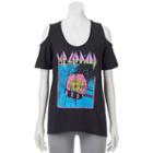 Juniors' Def Leppard Cold Shoulder Graphic Tee, Teens, Size: Xl, Black