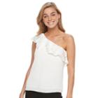 Women's Apt. 9&reg; Ruffle One-shoulder Top, Size: Xl, White