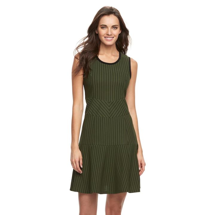 Women's Nina Leonard Mitered Sheath Dress, Size: Large, Dark Green