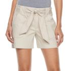 Women's Croft & Barrow&reg; Tie-waist Twill Shorts, Size: 16, Lt Beige