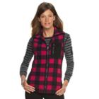 Petite Chaps Buffalo Check Fleece Vest, Women's, Size: Xs Petite, Red Other