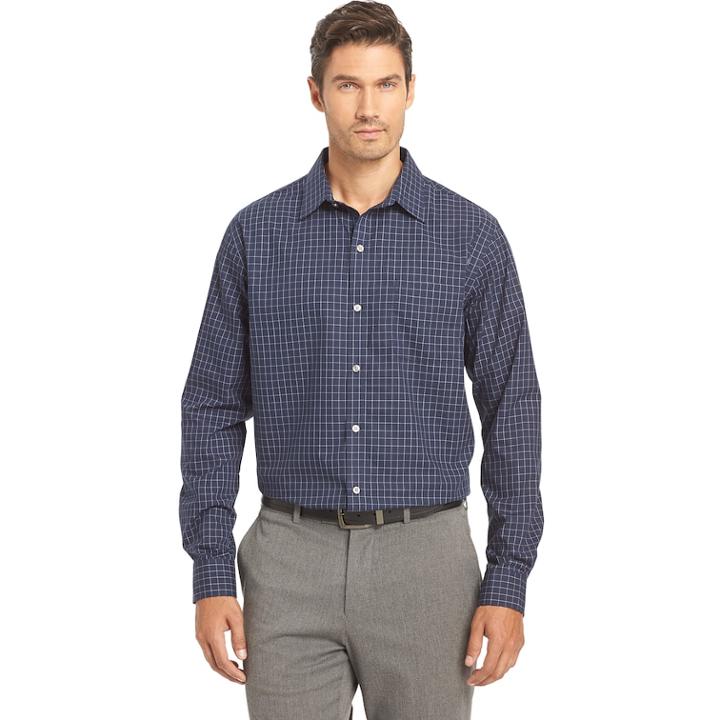 Men's Van Heusen Traveler Stretch Classic-fit No-iron Button-down Shirt, Size: Small, Blue