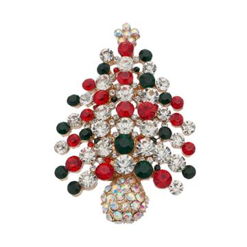 Simulated Aurora Borealis Christmas Tree Pin, Women's, Multicolor