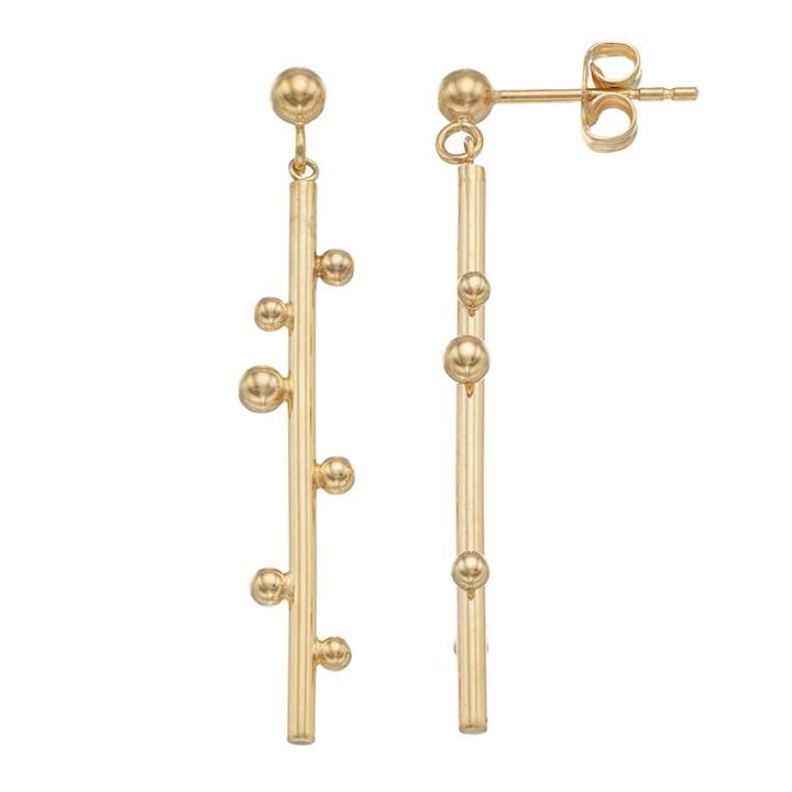 14k Gold Beaded Bar Linear Earrings, Women's, Yellow