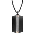 Lynx Men's Stainless Steel Cable Chain Dog Tag Necklace, Black