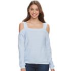 Juniors' So&reg; Cold-shoulder Long Sleeve Top, Teens, Size: Large, Light Blue