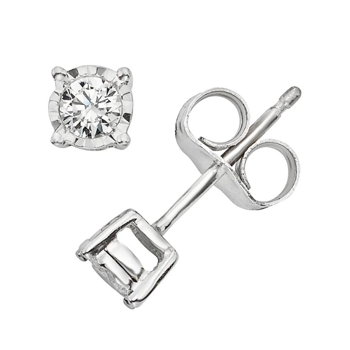1/10 Carat T.w. Diamond 10k White Gold Stud Earrings, Women's