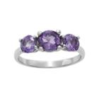 Sterling Silver Amethyst 3-stone Ring, Women's, Size: 7, Purple
