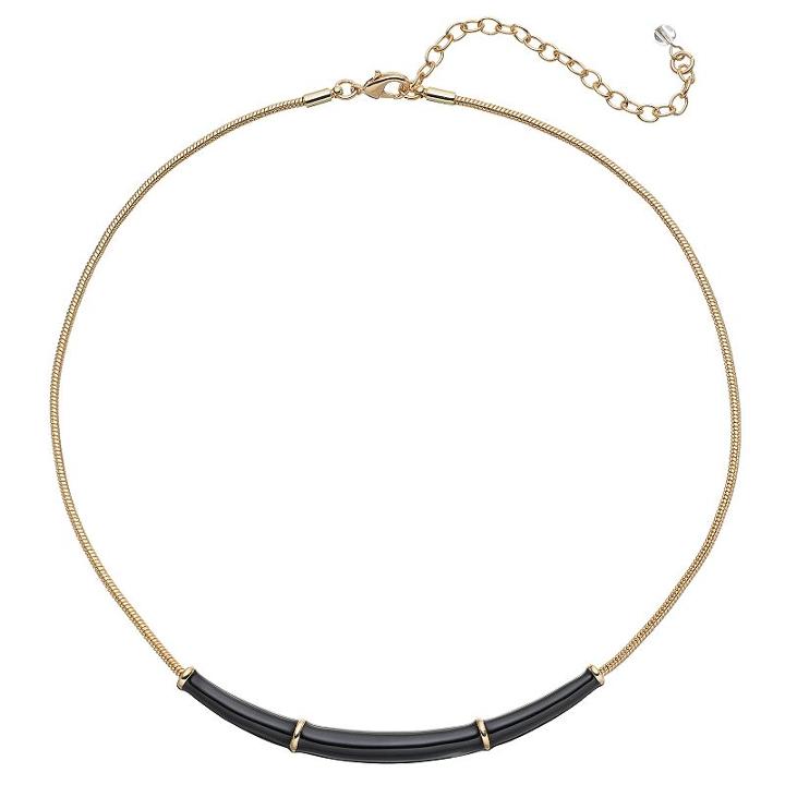 Napier Black Curved Bar Necklace, Women's