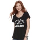 Juniors' Awake Breaking Up With Mondays Graphic Tee, Teens, Size: Large, Black