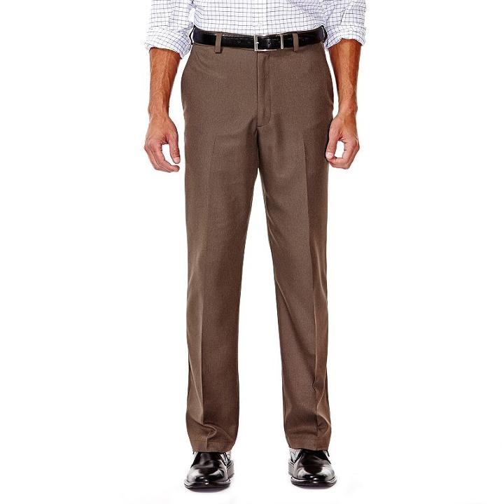 Big & Tall Haggar&reg; Cool 18&reg; Classic-fit Flat-front No-iron Expandable Waist Pants, Men's, Size: 52x30, Med Brown