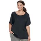 Plus Size Sonoma Goods For Life&trade; Ribbed Trim Tee, Women's, Size: 3xl, Black