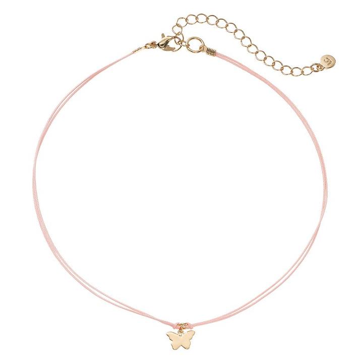 Lc Lauren Conrad Butterfly Charm Pink Choker Necklace, Women's