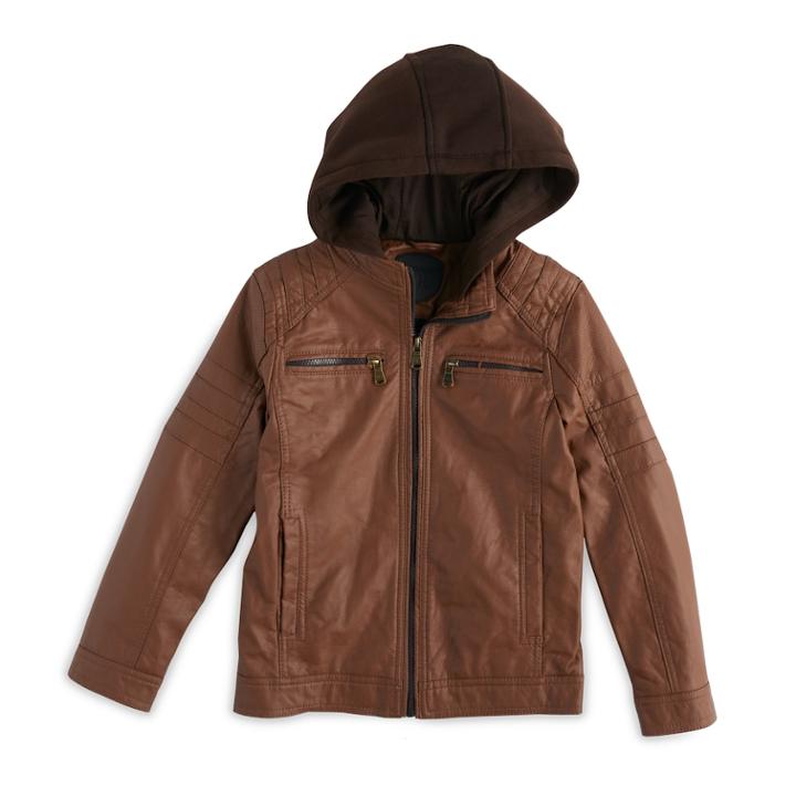 Boys 8-20 Urban Republic Faux-leather Hooded Jacket, Size: 18-20, Med Brown