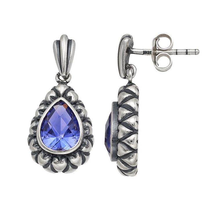 Adora Sterling Silver Simulated Tanzanite Teardrop Earrings, Women's, Purple