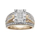 10k Gold 1 Carat T.w. Diamond Square Halo Engagement Ring, Women's, Size: 8, White