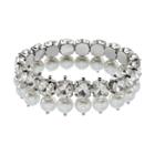 Simply Vera Vera Wang Stacked Simulated Crystal & Simulated Pearl Stretch Bracelet, Women's, White