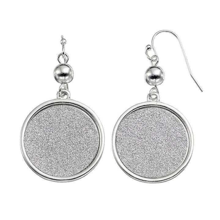 Apt. 9&reg; Glittery Disc Drop Earrings, Women's, Silver