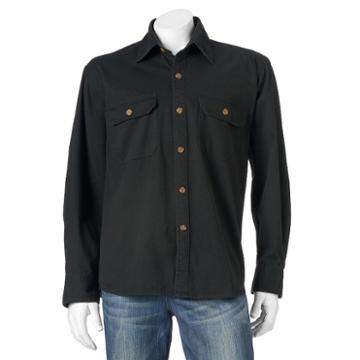 Men's Bear River Classic-fit Washed Twill Button-down Shirt, Size: Medium, Black