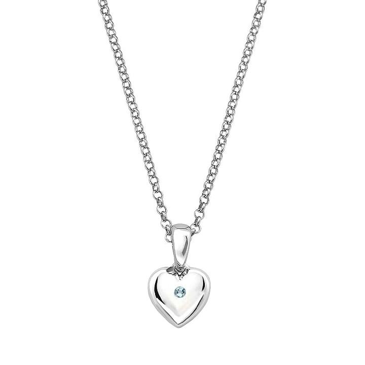 Little Diva Diamonds Kids' Sterling Silver Aquamarine Heart Pendant, Women's, Size: 16, Blue