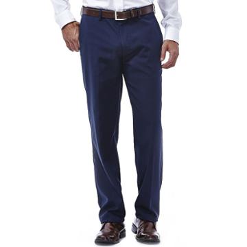 Men's Haggar&reg; Eclo Stria Stretch Slim-fit Flat-front Dress Pants, Size: 32x30, Blue (navy)