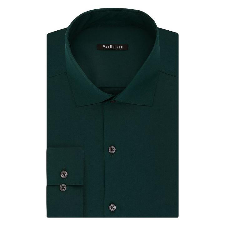 Men's Van Heusen Slim-fit Lux Sateen No-iron Dress Shirt, Size: 17-32/33, Green Oth