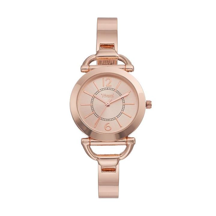 Vivani Women's Stainless Steel Cuff Watch, Size: Medium, Pink