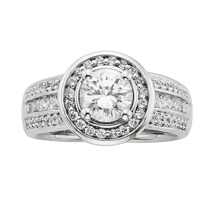 Round-cut Igl Certified Diamond Frame Engagement Ring In 14k White Gold (1 3/4-ct. T.w.), Women's, Size: 7