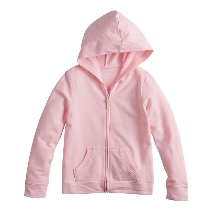 Girls 4-10 Jumping Beans&reg; Ribbed Trim Hoodie, Size: 6, Brt Pink