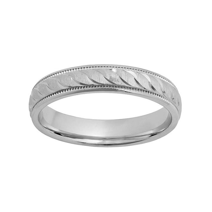 Sterling Silver Textured Wedding Ring, Men's, Size: 5, Grey