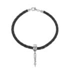 Logoart Sterling Silver & Leather Pi Beta Phi Sorority Arrow Bracelet, Women's, Size: 7.5, Grey