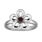 Stacks And Stones Sterling Silver Garnet Flower Stack Ring, Women's, Size: 9, Red