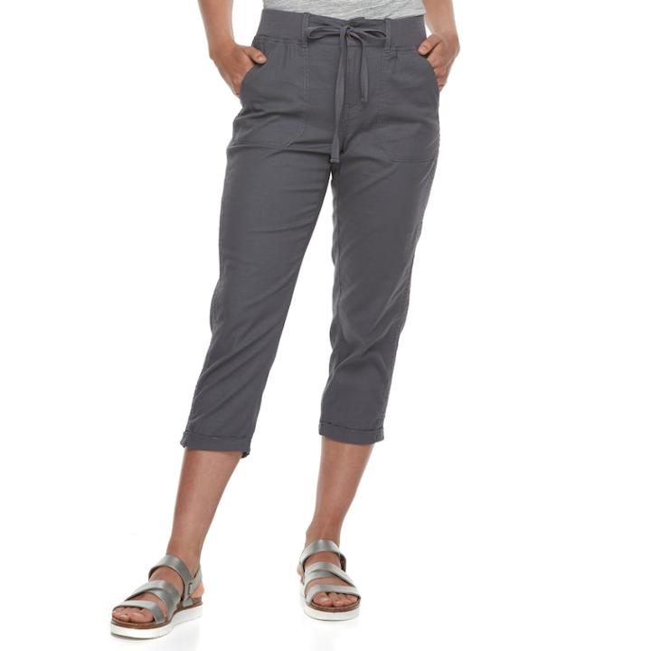 Juniors' So&reg; Utility Cropped Pants, Teens, Size: Large, Dark Grey