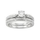 Sterling Silver 1/4 Carat T.w. Diamond Engagement Ring Set, Women's, Size: 9, White
