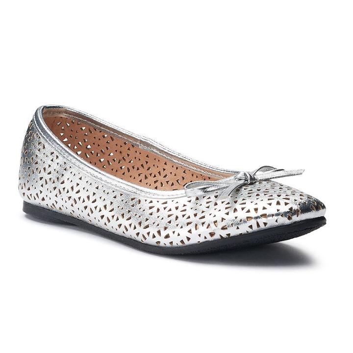 So&reg; Lynn Girls' Ballet Flats, Size: 13, Silver
