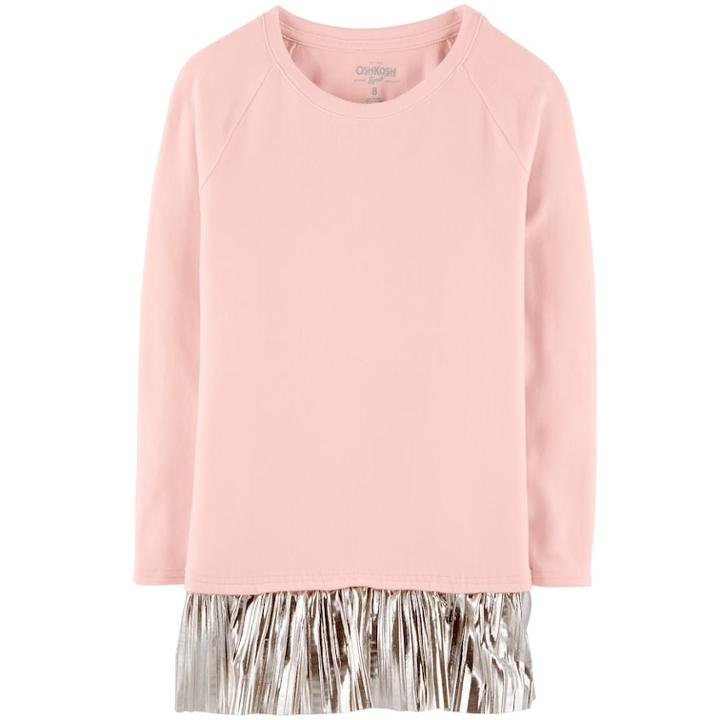 Girls 4-12 Oshkosh B'gosh&reg; Pleated-hem Tunic Sweatshirt, Size: 7, Pink