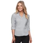 Petite Apt. 9&reg; Poplin Structured Shirt, Women's, Size: S Petite, Grey