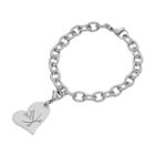 Fiora Stainless Steel Virginia Cavaliers Heart Charm Bracelet, Women's, Size: 8, Grey